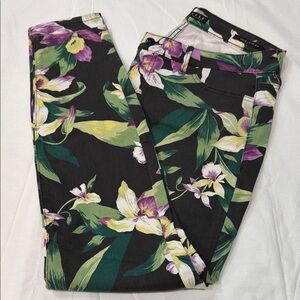 Guess Black Skinny Jeans with Purple and Green Floral Design
